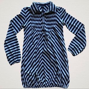 Sisley Tunic Black & Gray Stripes LS Gathered Med